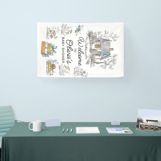 Mushroom Woodland Baby Shower Welcome  Spandoek (Beurs)