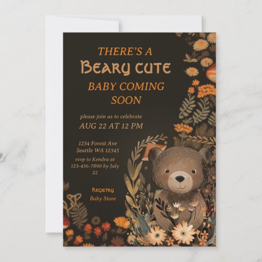 Mushroom Woodland Beer Cub Forest Baby shower Kaart (Voorkant)