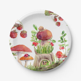 Mushroom Woodland Insects Baby shower Papieren Bordje