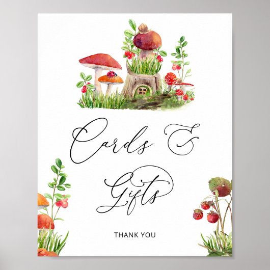 Mushroom Woodland Natuur Kaarten en geschenken Poster (Voorkant)