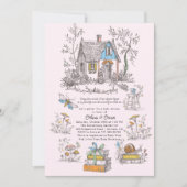 Mushroom Woodland Pink Girl Baby Shower Kaart (Voorkant)