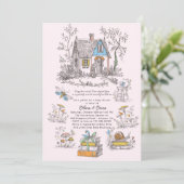 Mushroom Woodland Pink Girl Baby Shower Kaart (Staand voorkant)