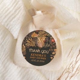 Mushroom Woodland Squirrel Baby shower Ronde Sticker
