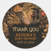 Mushroom Woodland Squirrel Baby shower Ronde Sticker (Voorkant)