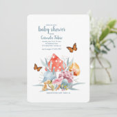 Mushrooms and Butterflies Baby shower Invitation Kaart (Staand voorkant)