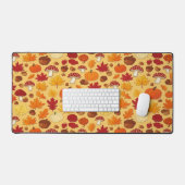 Mushrooms and Falling Leaves Enchanted Autumn Bureaumat (Keyboard & Muis)