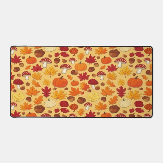 Mushrooms and Falling Leaves Enchanted Autumn Bureaumat (Voorkant)