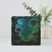 Mushrooms and Moons Teal Blue Fairycore Scrapbook Feestdagenkaart (Staand voorkant)
