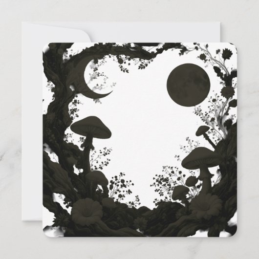 Mushrooms and Moons Teal Blue Fairycore Scrapbook Feestdagenkaart (Achterkant)