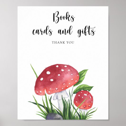 Mushrooms Baby shower - boeken kaarten en geschenk Poster (Voorkant)