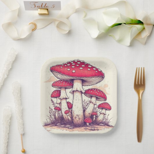 mushrooms Birthday or Shower Papieren Bordje (Huwelijk)