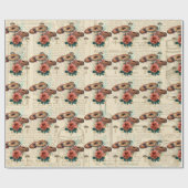 Mushrooms Brown Woodland Antiek Rozen Journal Cadeaupapier (Vlak)