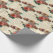 Mushrooms Brown Woodland Antiek Rozen Journal Cadeaupapier (Hoek)