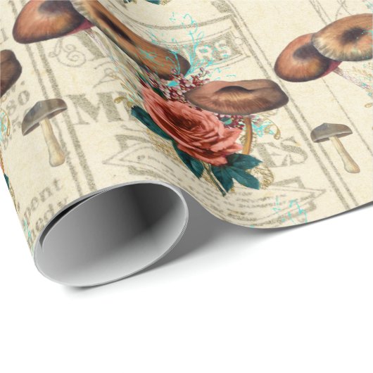 Mushrooms Brown Woodland Antiek Rozen Journal Cadeaupapier (Rol Hoek)