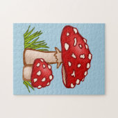 MUSHROOMS COLORFUL RED JIGSAW PUZZZLE LEGPUZZEL (Horizontaal)