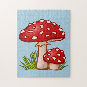MUSHROOMS COLORFUL RED JIGSAW PUZZZLE LEGPUZZEL