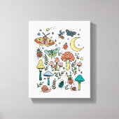 Mushrooms en Bugs Night Forest Kinder kamer Canvas Afdruk (Voorkant)
