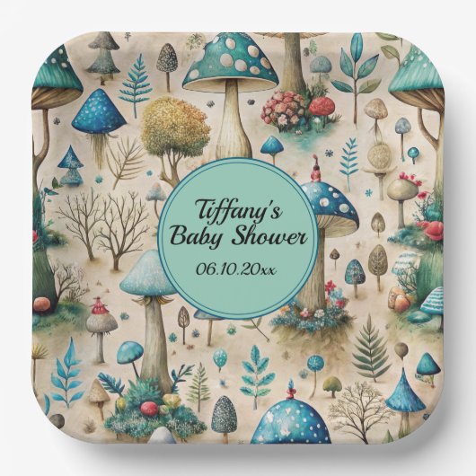 Mushrooms Fairyland Baby shower Papieren Bordje (Voorkant)