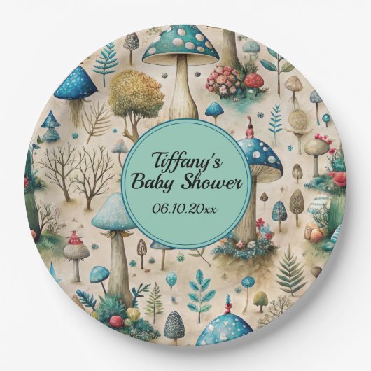 Mushrooms Fairyland Baby shower Papieren Bordje (Voorkant)