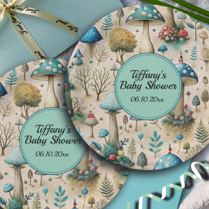 Mushrooms Fairyland Baby shower Papieren Bordje