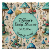 Mushrooms Fairyland Baby shower Welkomstbord Perfect Poster (Voorkant)