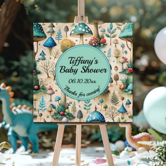 Mushrooms Fairyland Baby shower Welkomstbord Poster