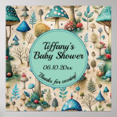 Mushrooms Fairyland Baby shower Welkomstbord Poster (Voorkant)