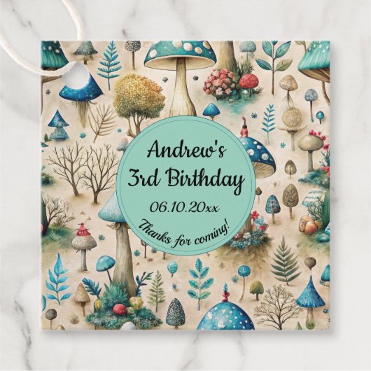 Mushrooms Fairyland verjaardagsfeestje Bedankjes Labels (Voorkant)