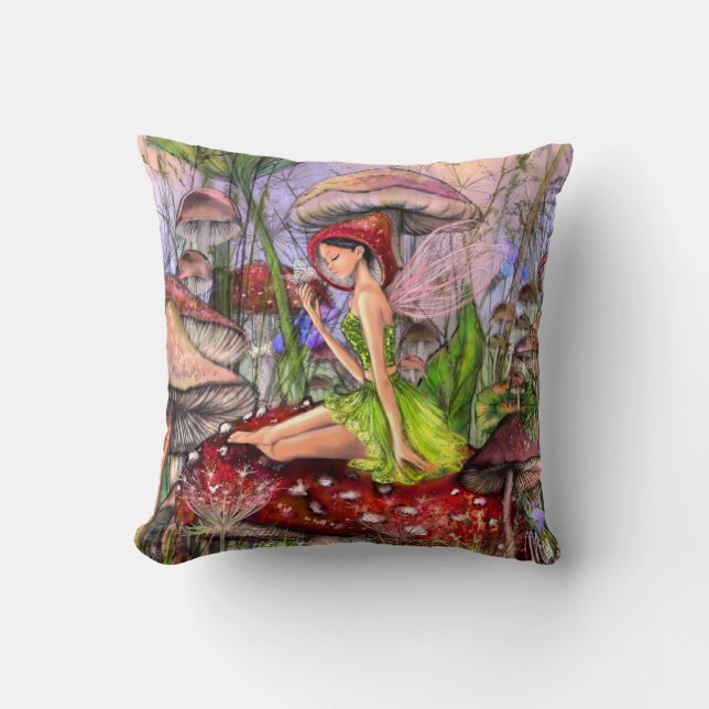Mushrooms Fantasy Throw Pillow Kussen (Voorkant)