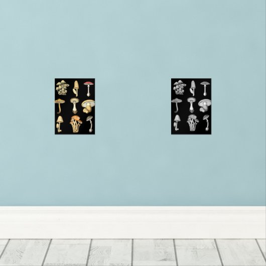 Mushrooms Muurkunst Sets (Houten vloer)