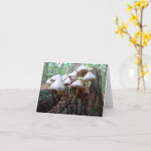 Mushrooms on an Old Stump Notecard Kaart (Gele Bloem)