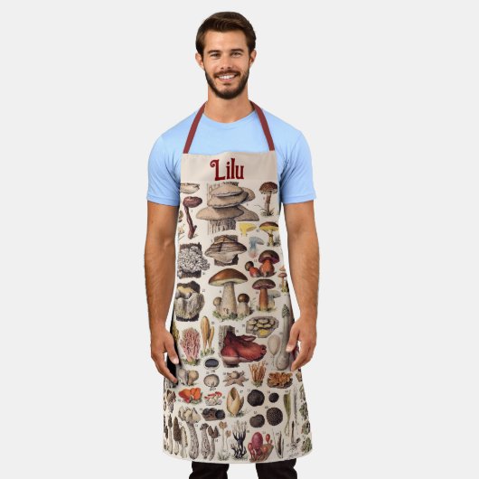 Mushrooms van Adolphe Millot gepersonaliseerd Schort (Gedragen)