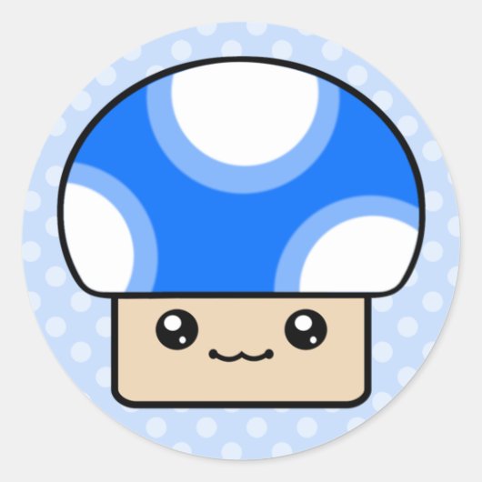 Mushy Puffs Blue Kawaii Mushroom Stickers (Voorkant)