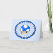 Mushy Puffs Blue Kawaii Mushroom Verjaardag Kaart (Voorkant)