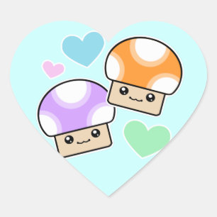 Mushy Puffs Paddenstoel Kawaii Hart Stickers