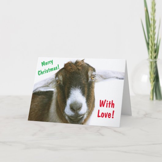 Mushy Romantic Goat Kerstmis Feestdagen Kaart (Voorkant)
