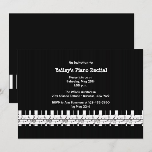 Musially Inclined Piano Overweging Uitnodiging (Voorkant / Achterkant)