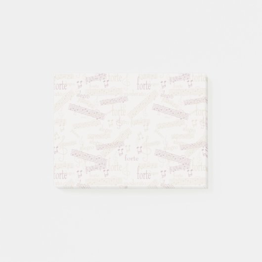 Music Aficionado Typografie Patroon Post-it® Notes (Voorkant)