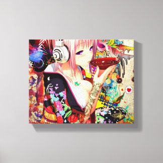 Music Anime Girl Canvas Afdruk