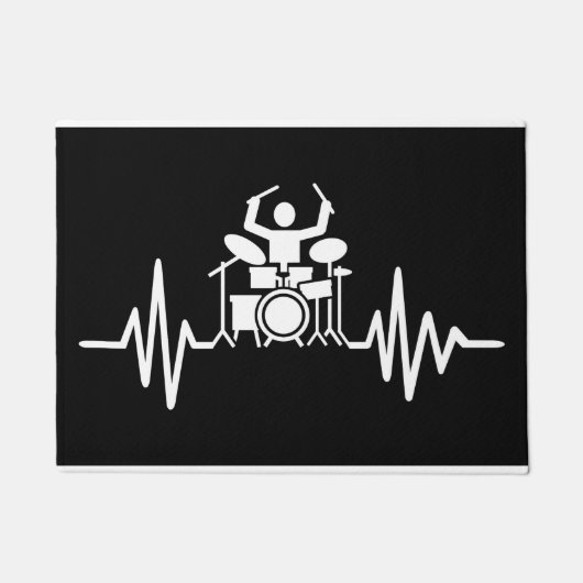 Music Art Drummer Heartbeat Deurmat (Voorkant)