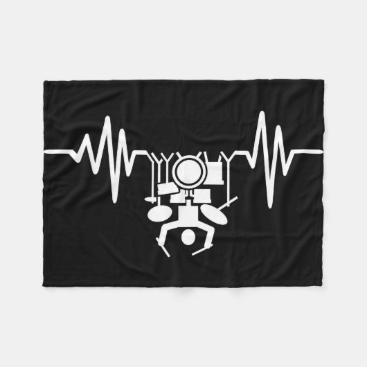 Music Art Drummer Heartbeat Fleece Deken (Voorkant (Horizontaal))