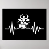 Music Art Drummer Heartbeat Poster (Voorkant)