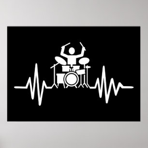 Music Art Drummer Heartbeat Poster