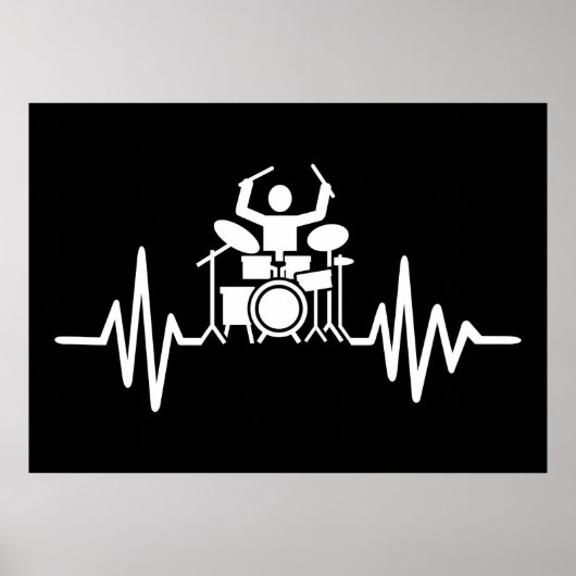 Music Art Drummer Heartbeat Poster (Voorkant)