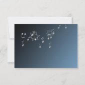 Music Bar Mitswa Respons Zilver Blauw RSVP Kaartje (Achterkant)