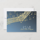 Music Bar Mitzvah Gold-respons RSVP Kaartje (Achterkant)