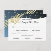Music Bar Mitzvah Gold-respons RSVP Kaartje (Voorkant / Achterkant)