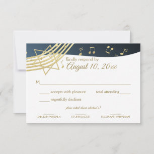 Music Bar Mitzvah Gold-respons RSVP Kaartje
