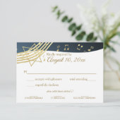 Music Bar Mitzvah Gold-respons RSVP Kaartje (Staand voorkant)