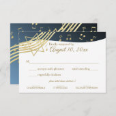 Music Bar Mitzvah Gold-respons RSVP Kaartje (Voorkant / Achterkant)